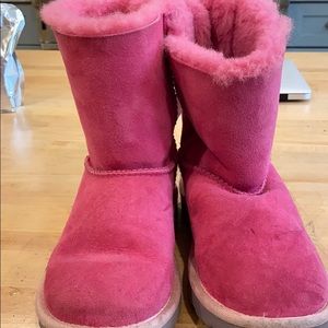 Ugg pink boots worn once - monogrammed w letter A